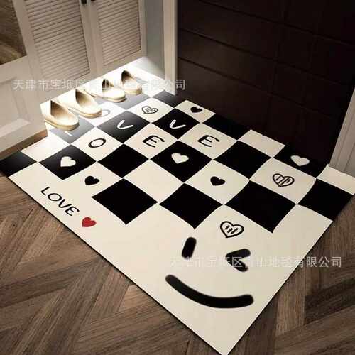 棋盘格pvc皮革进门口垫懒人防水免洗入户门地垫玄关防滑脚垫地毯