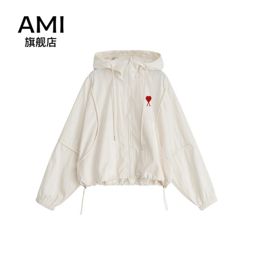 AMI官方连帽防晒衣女夏季小个运动冲锋衣防紫外线休闲短款防晒服