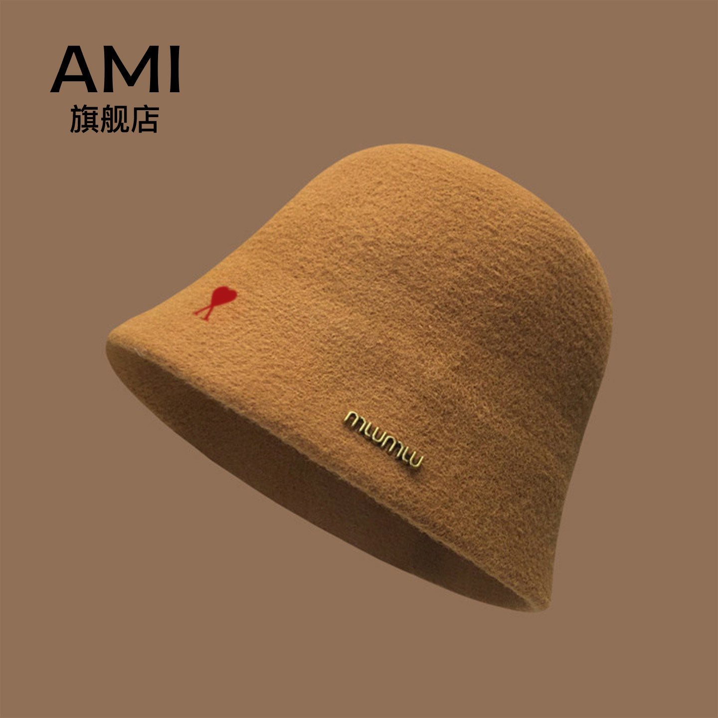 AMI 2026美式女子秋冬季气质羊毛呢渔夫帽显脸小水桶帽护耳盆帽,服饰配件/皮带/帽子/围巾,帽子,淘宝优惠券,粉丝福利购,淘宝优惠卷