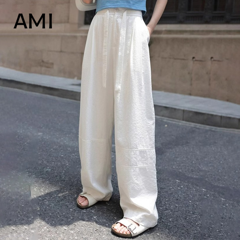 AMI旗舰店美式高级感白色高腰休闲裤女夏季正品宽松垂感直筒裤子