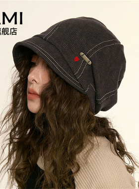 AMI女装美式复古素颜遮脸渔夫帽子女2026秋冬显脸小包头堆堆冷帽9
