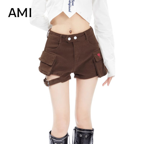AMI官方 2026美式复古辣妹牛仔短裤女春季正品设计感两口袋工装短