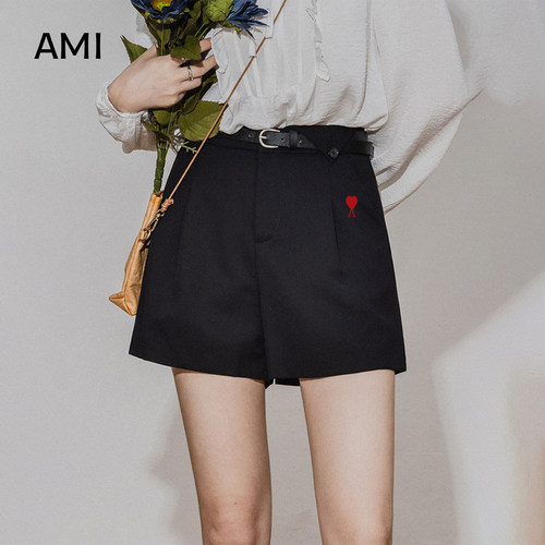 AMI官方美式高腰黑色西装短裤女春初春新款宽松显瘦百搭休闲A字阔