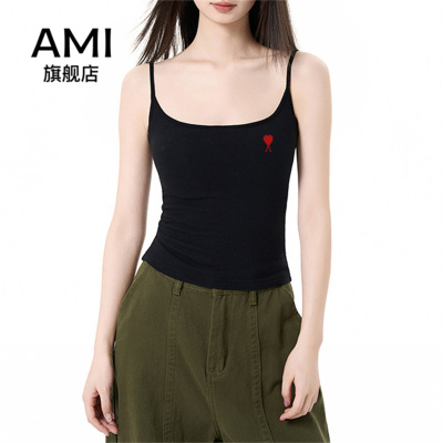AMI官方黑色带胸垫吊带背心女春季美背外穿内搭打底无袖上衣2026