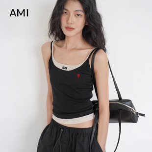 设计感正品 AMI官方 新款 假两件吊带背心女春季 辣妹外穿上 2026美式