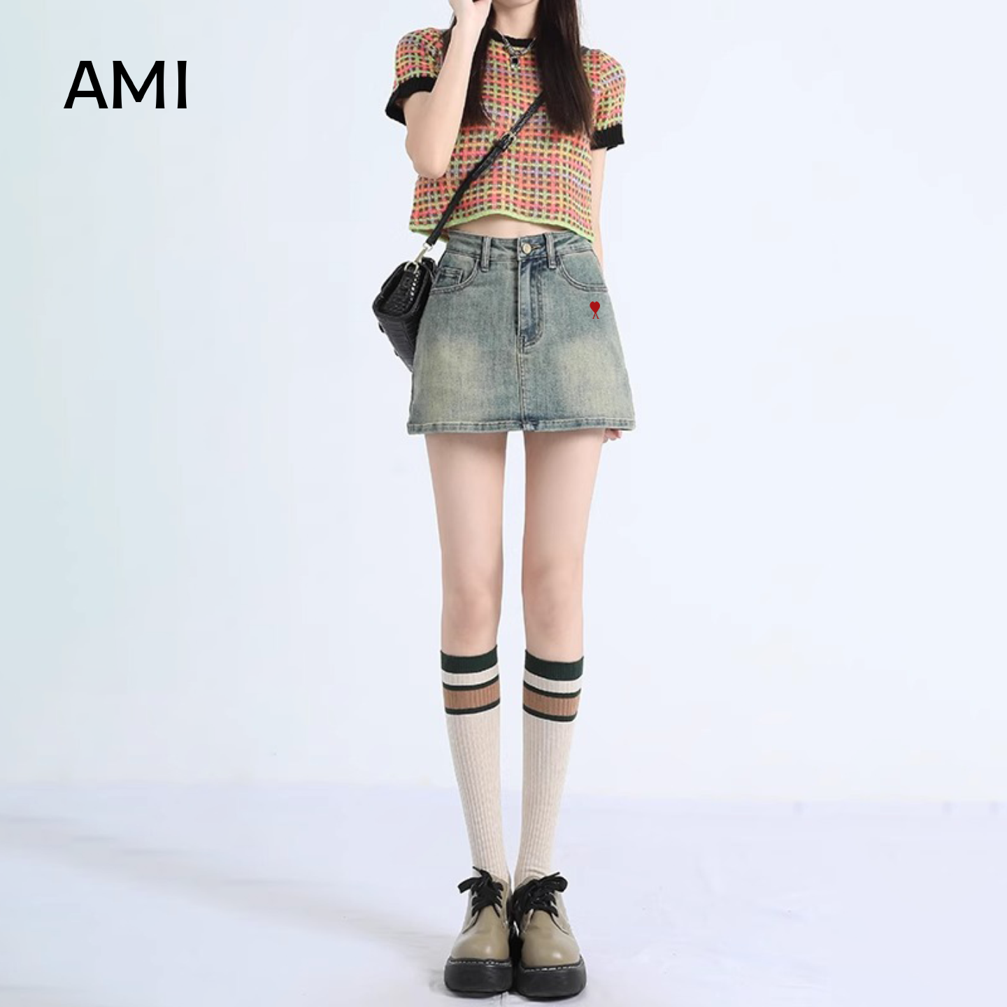 AMI官方 2026美式辣妹牛仔短裙半身裙女春季正品小个子高腰包臀裙