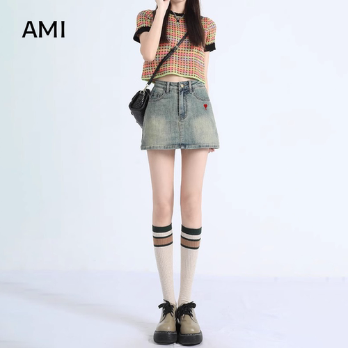 AMI官方 2026美式辣妹牛仔短裙半身裙女春季正品小个子高腰包臀裙