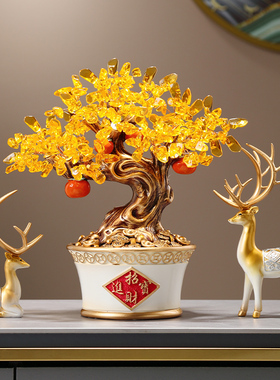 新中式事事如意招财发财树桌面摆件D客厅店铺开业送礼家居摆件礼