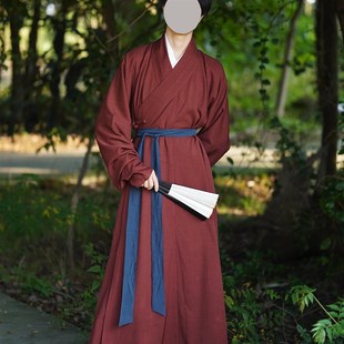青山渐明制汉服交领直裰传统服饰素色窄袖交领长衫男女Z款-笑红尘
