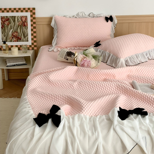 A类冰丝凉席三件套凉豆豆蕾丝公主风夏天空调乳胶席子仙女床裙款