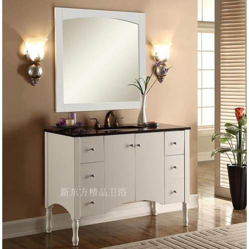 美式卫浴柜洗手盆柜洗漱台欧式浴室柜落地实木仿古浴室柜橡木2073