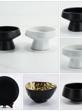 博古架摆件新中式黑白陶瓷花瓶门口柜子摆设样板S房酒柜书柜装饰