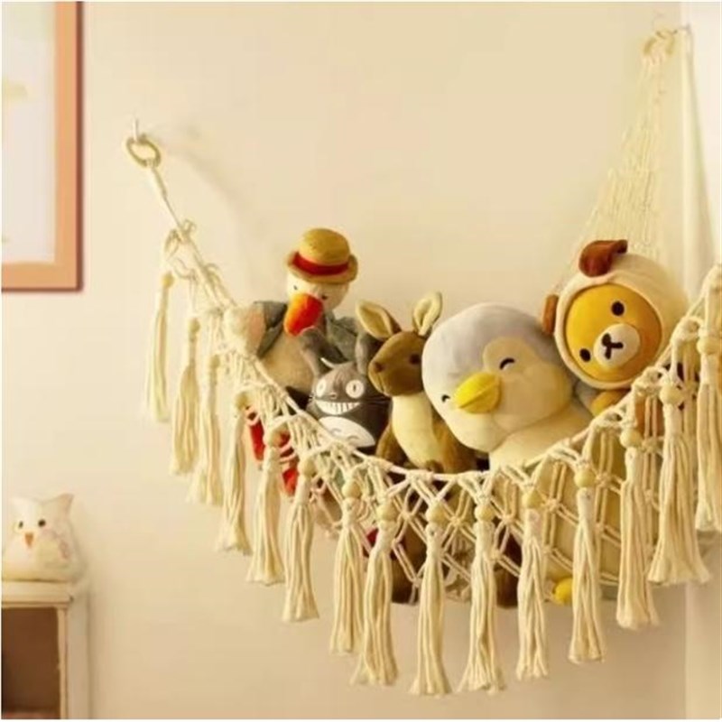 娃娃收纳网兜毛绒玩具收纳挂墙娃娃墙上固定神器墙上收纳挂网三角