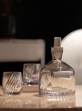 创意水晶玻璃红洋酒酒具酒杯水壶套装桌面茶O几餐桌酒店样板间摆