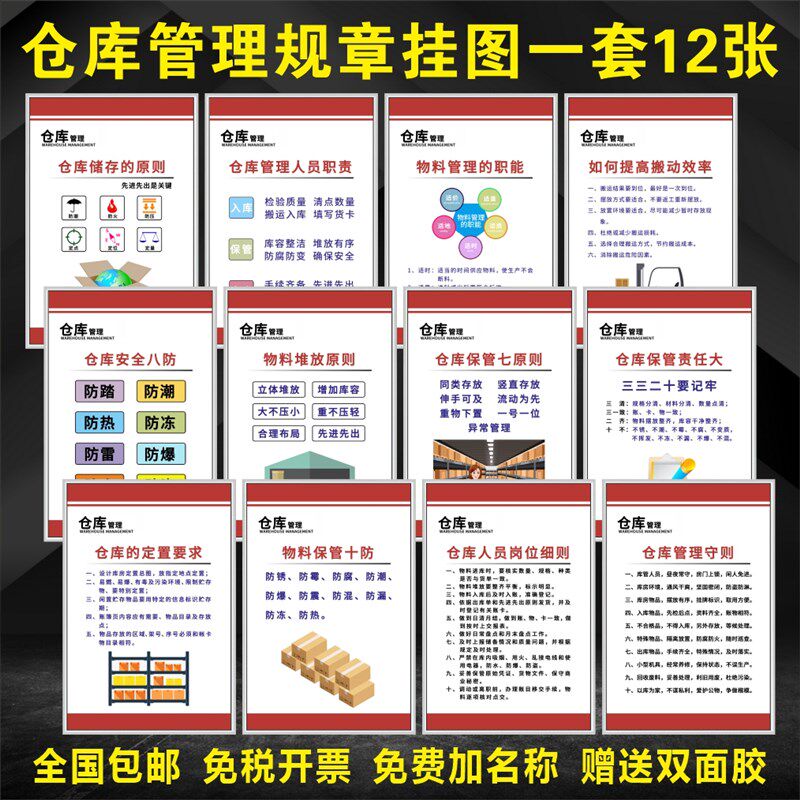 仓库管理标识物料管理标准仓库管理海I报挂图墙贴安全管理制度牌