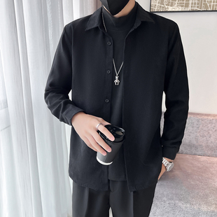假两件衬衫男长袖潮流秋冬轻熟y风男装高级感秋装上衣修身毛衣外