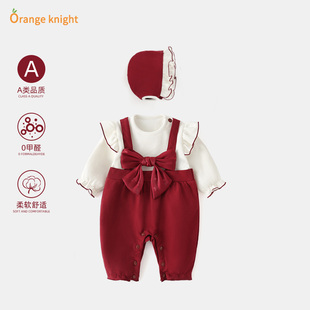 婴儿春季衣服新生女宝宝满月小礼服百天拍照公主洋气周岁哈衣爬服