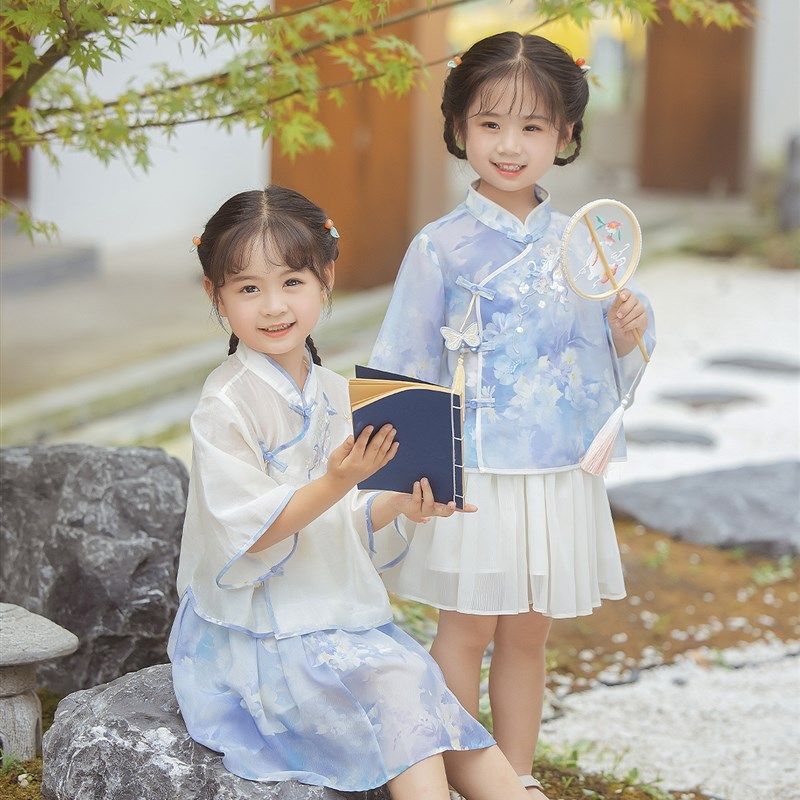 国风夏清凉女童汉服两件套装刺绣中袖夏季古装中国风端午礼物,童装/婴儿装/亲子装,汉服,淘宝优惠券,粉丝福利购,淘宝优惠卷