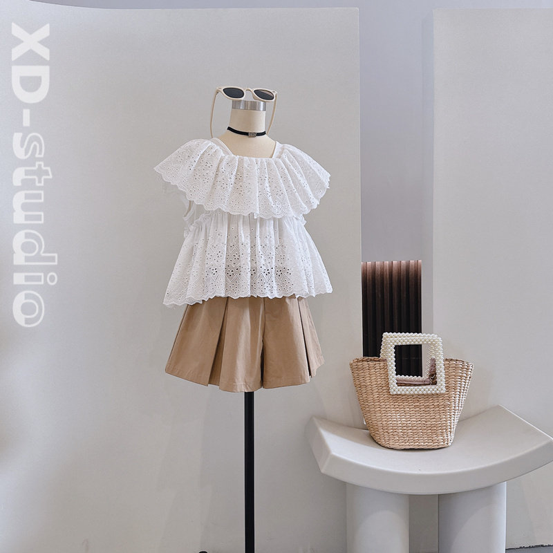 不退不换2024夏装新品女童韩系甜美风镂空绣花小飞袖蛋糕款娃娃衫,童装/婴儿装/亲子装,T恤,淘宝优惠券,粉丝福利购,淘宝优惠卷