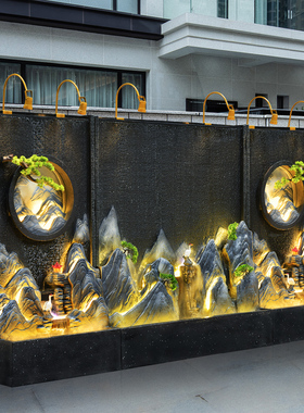 小曾大型水幕墙流水屏风户外别墅公司酒店玄关装饰阳台造景摆件