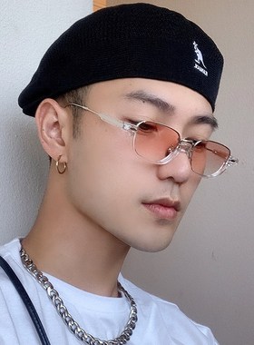 韩版复古凹造型太阳眼镜男夜店蹦迪小框街拍渐变色小脸女个性墨镜