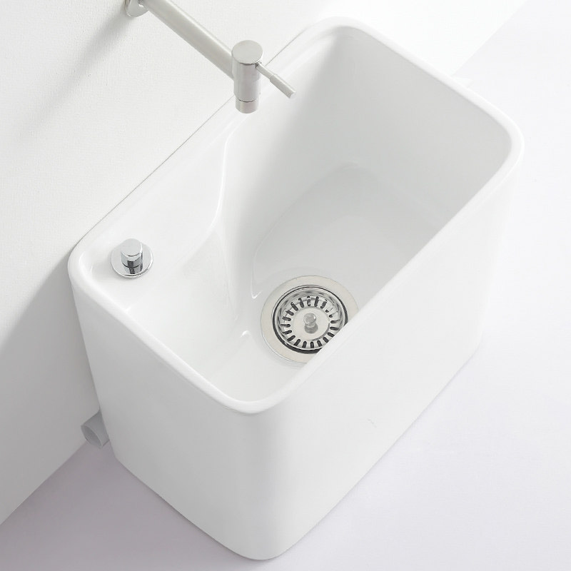 拖把池陶瓷阳台卫生间小号落地式家用墩布池水槽双驱动迷你拖布池