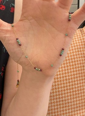 电气白兰~复古贵气英伦风琉璃绿绿松颈链项链宫廷风质感礼物百搭