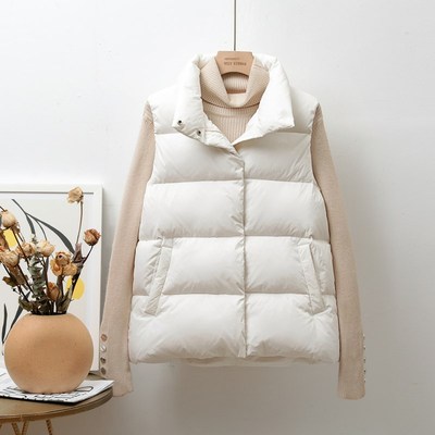 羽绒马甲女短款2024秋冬新款韩版轻薄羽绒服背心坎肩马夹白色外套