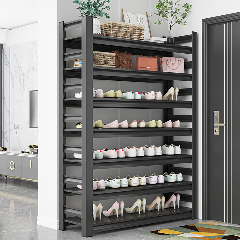 家用钢制鞋架门口落地多层置物架铁艺简易收纳架玄关入户门后鞋柜