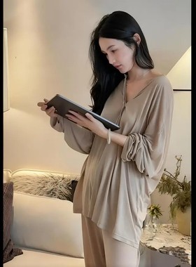 2025新款莫代尔睡衣女春秋季慵懒风宽松松弛感可外穿家居服套装