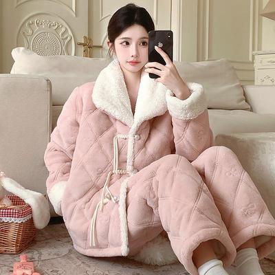 三层保暖可外穿冬季珊瑚绒睡衣