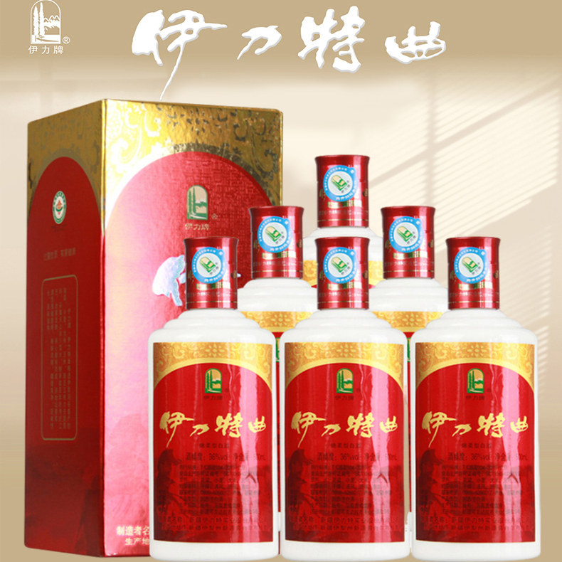 伊力特曲商超新疆名酒绵柔型纯粮食酿造白酒36度500ml*6整箱正品