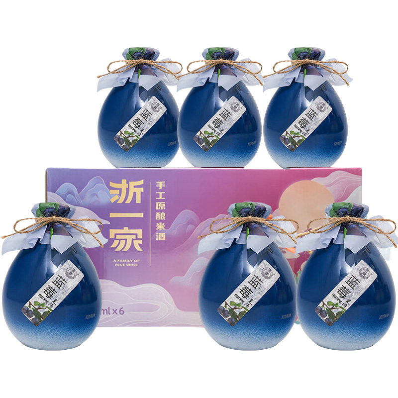浙一家蓝莓古风果酒女士低度甜酒米酒微醺少女500ml*6瓶整箱正品