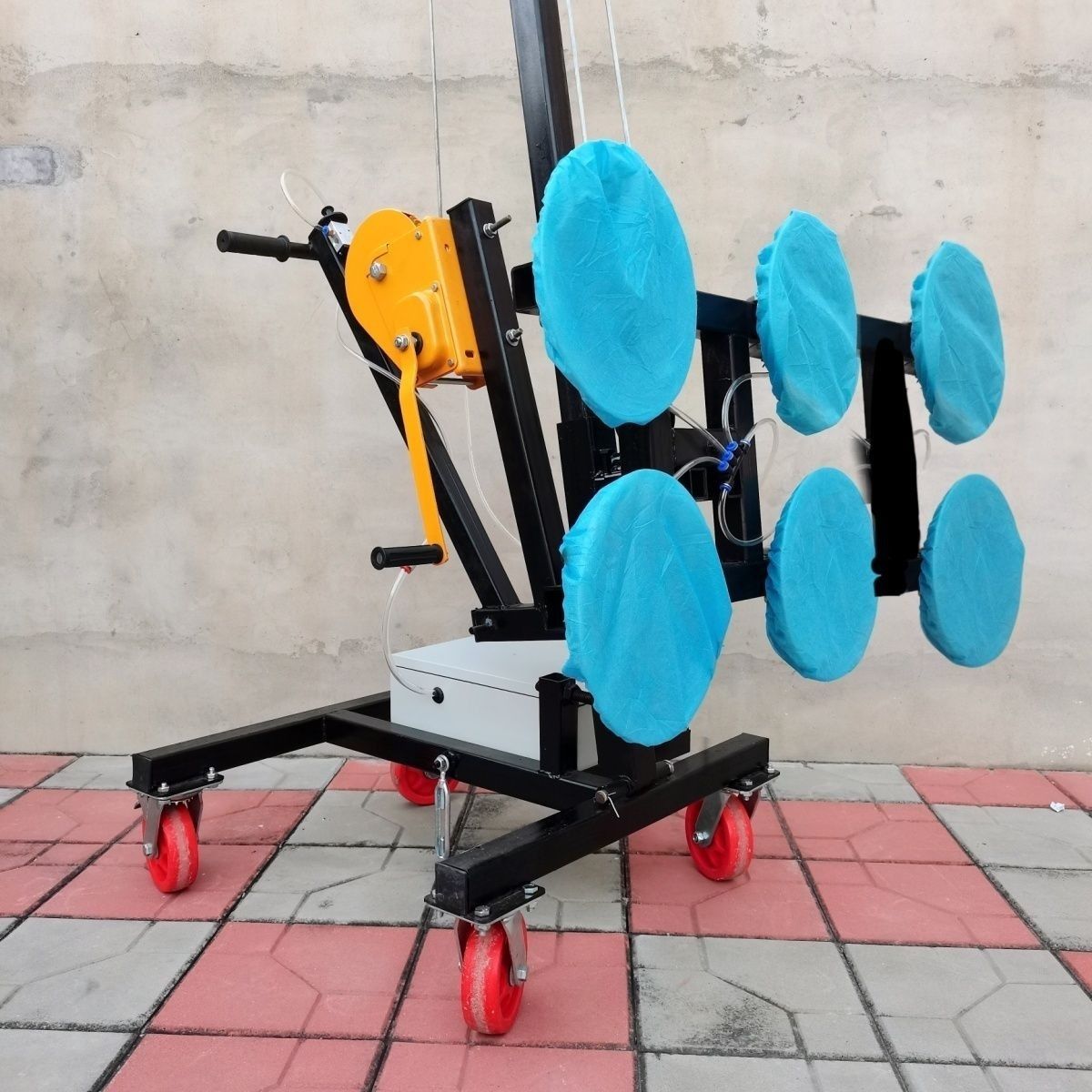 玻璃吸盘推车手摇升降电