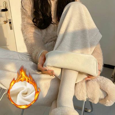 加绒加厚糯米裤女秋冬新款