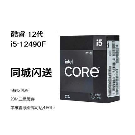 英特尔(Intel) i5-12490F 酷睿12代 处理器 6核12线程 台式机CPU