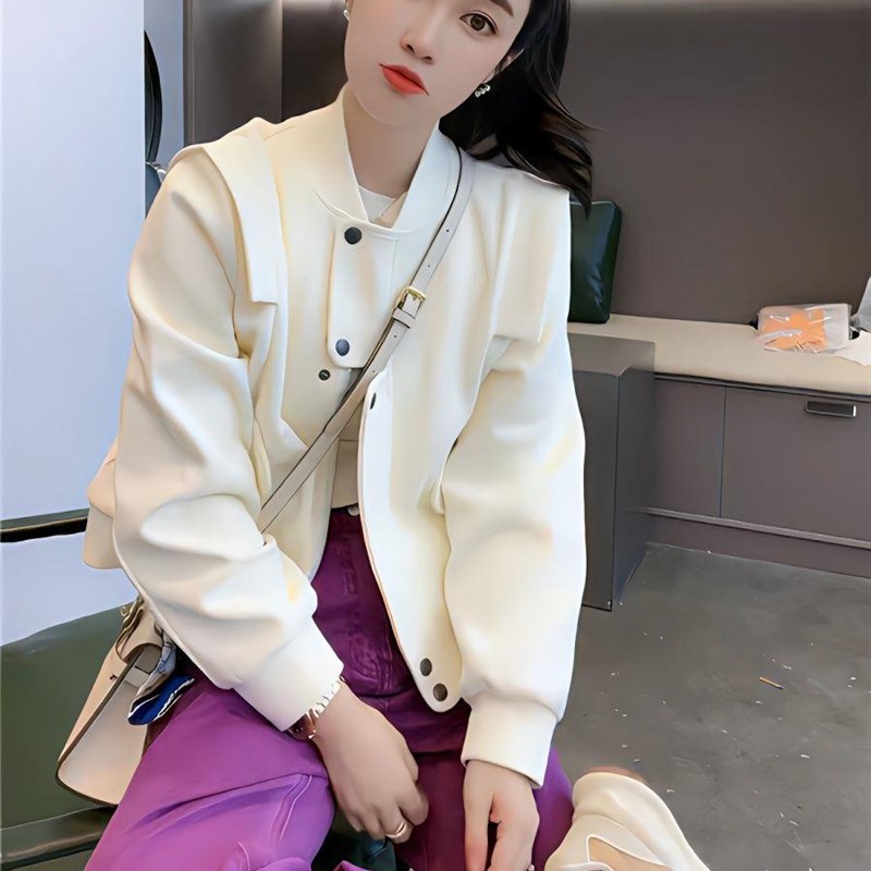 高级感机车短款棒球服外套202z4女春秋款洋气百搭显瘦休闲夹克上