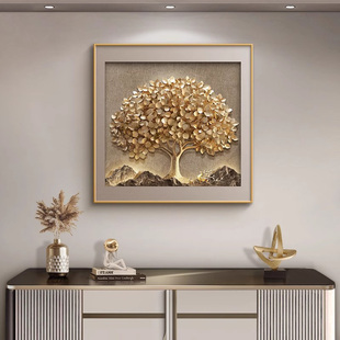 轻奢入户玄关装饰画发财树2025新款客厅走廊过道挂画高级感墙壁画