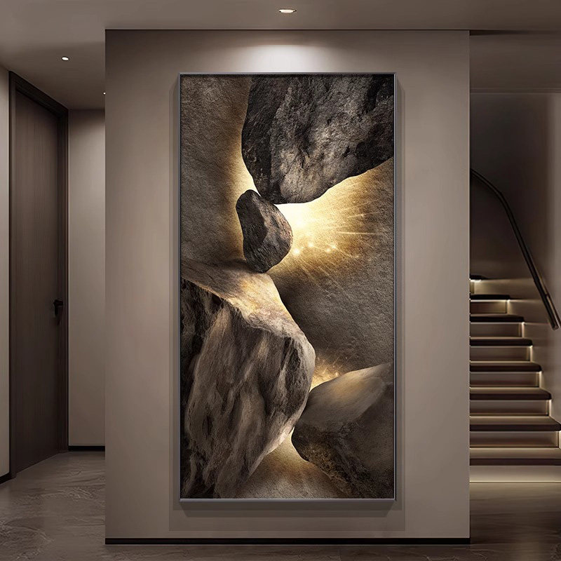 2025新款石来运转挂画轻奢高级感入户玄关装饰画抽象走廊过道壁画
