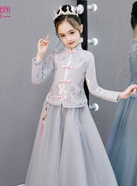 花童礼服女冬装儿童公主裙女孩主持人秋冬裙女童汉服冬季加绒古装