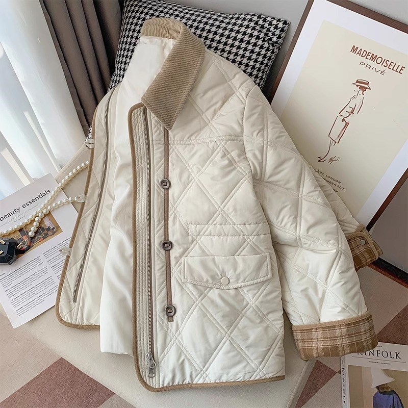 大码女装胖mm翻领加厚棉衣棉服女秋季新款小众设计感宽松百搭外套