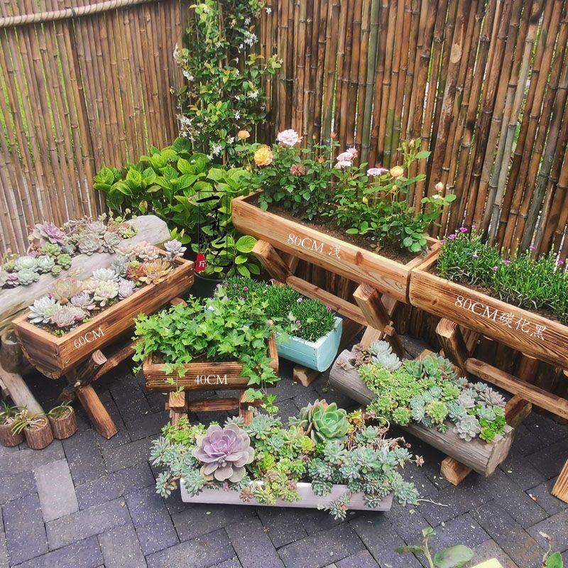 老木头花盆木槽花盆特色花盆多肉老桩大盆造型独特的多肉花盆创意