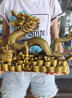 铜龙摆件家居招财镇宅纯铜聚宝盆招财龙生肖工艺Y品客厅店铺
