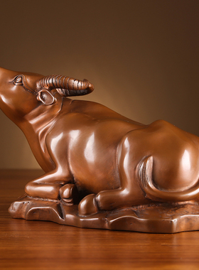 铜欣祥 紫铜生肖牛 家居装饰品招财铜水牛开业礼品办公室摆件