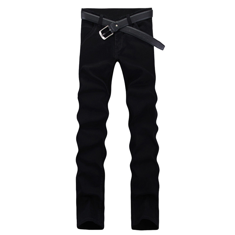 秋季加长男裤子120cm纯黑色高弹力牛仔裤男修身小直筒瘦高个长裤