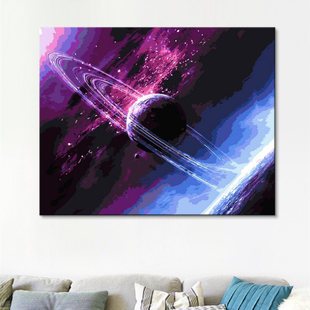diy数字油彩画填充画卧室数字油画抽象手绘填色画星空星球icision