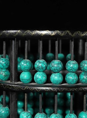 古董老物件笔筒算盘老式怀旧古玩木雕摆件大号算盘书房装饰品六角