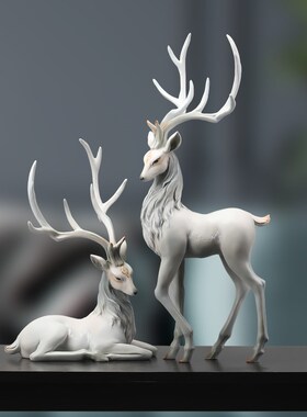 创意轻奢麋鹿客厅摆件家居饰品玄关办公室酒柜乔迁新居礼品工艺品