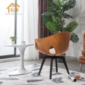 北欧餐椅双孔椅网红休闲椅办公书房单人酒店设计师创意玻璃钢精品