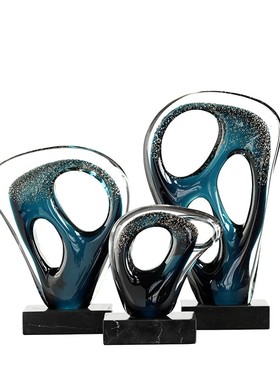 意式轻奢镂空大理石底座水晶电视柜办公桌酒柜装饰设计师高端摆件